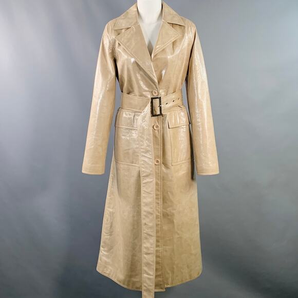 STAND STUDIO Size S Vada Beige Faux Leather Belted Trenchcoat - Picture 1 of 11